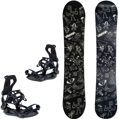 DZIECIĘCY ZESTAW: snowboard VIMANA The Vufo Mini PRO ROCKER 120/130cm + wiązania RAGE / SP FT360 | FASTEC r. S