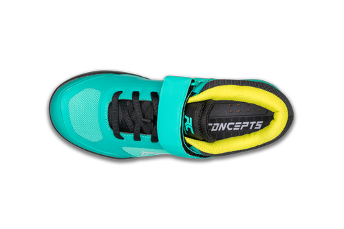 Damskie buty grawitacyjne rowerowe RIDE CONCEPTS Traverse Clip | D3O | Rubber Kinetics DST 8.0 | MTB ENDURO DH DIRT | teal / lime | UWAGA