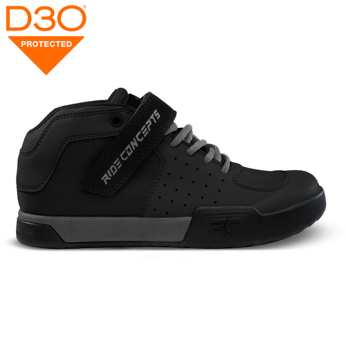 Dziecięce buty grawitacyjne rowerowe RIDE CONCEPTS Wildcat Youth  | D3O | Rubber Kinetics DST 6.0 | MTB ENDURO DH DIRT | black / charcoal