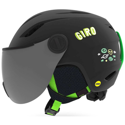 GIRO Buzz MIPS ® | dziecięcy / juniorski kask narty / snowboard z szybą | matt black / bright green alien