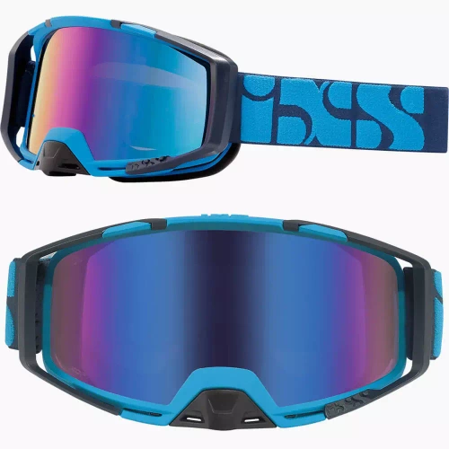 Gogle rowerowe / na rower IXS Trigger RACING BLUE + 2 x SZYBKA:  Cobalt Mirror Lens + CLEAR Lens