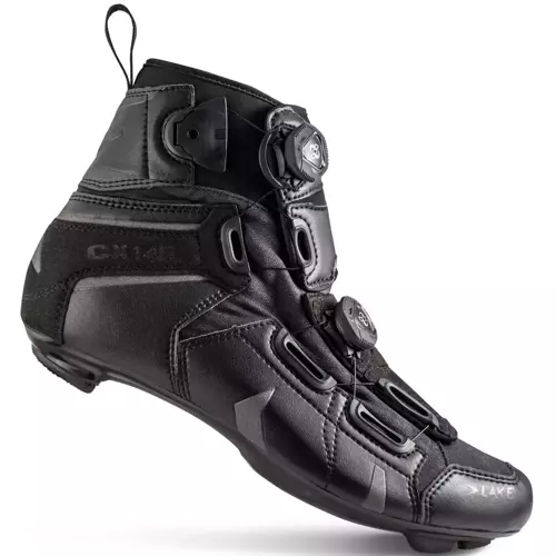 LAKE CX145-X WIDE | wodoodporne jesienno-zimowe buty rowerowe szosowe | BOA | wersja poszerzona | black / black