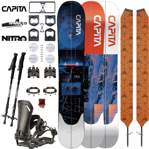 ZESTAW 2023: splitboard & foki / CAPITA Neo Slasher & UNION Climbing Skins by MONTANA + wiązania NITRO Vertical x SPARK R&D & pucki + kije CARBON Telescopic | 151cm