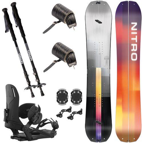 ZESTAW 2024: NITRO Team Split & Peak by KOHLA + UNION Charger + CARBON Telescopic | splitboard & foki + wiązania + kije | 159cm